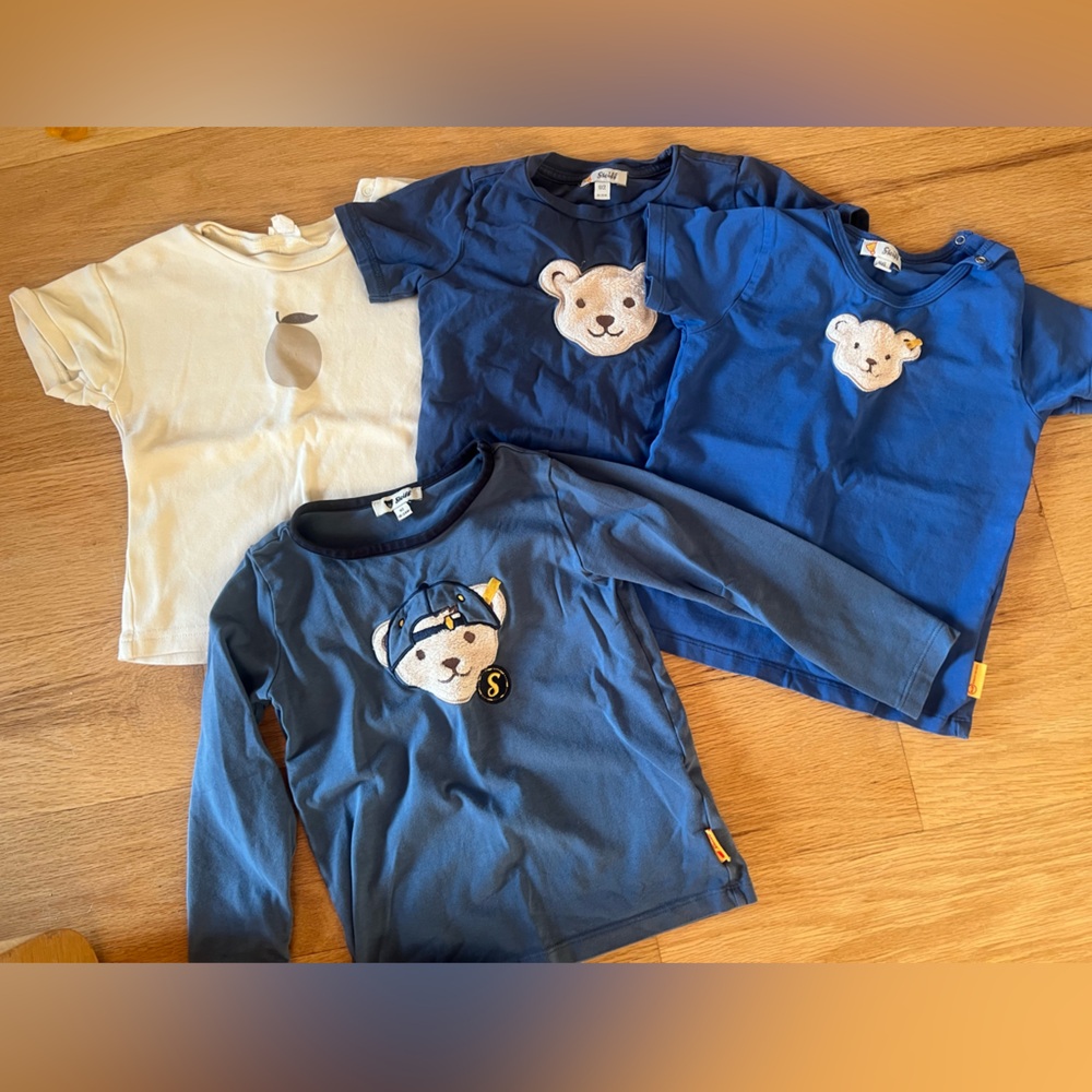 Steiff Kids Blue Bear Applique Tee Bundle